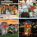 Solar Christmas Decorations Outdoor, 32 Inch Solar Christmas Cross Stake Lights, Waterproof Grave Decorations with Poinsettia Flower Pinecones Red Berries for Garden Yard Patio Lawn Cemetery by GreenHaven Gardens