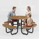 Metal Picnic Tables for Outdoors with Umbrella Hole - Coated Steel Heavy Duty Commercial Grade Table with Adjustable Seats (Brown, 38 in, Round, Expanded Steel) by GreenHaven Gardens