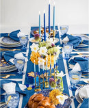 Solino Home Linen Indigo Blue Table Runner 132 Inches Long - 100% Pure Linen Extra Long Table Runner 14 x 132 Inch for Fall, Autumn - Classic Hemstitch by CozyNest Decor
