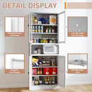 Metal Kitchen Pantry Cabinet Tall Storage With Adjustable Shelves, Heavy Duty Stainless Steel Frame - White