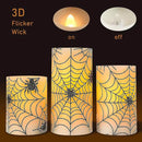 Spider Web Decor Flameless Candles Battery Operated with Remote Timer Haunted House Spooky Decorations Set of 3 Real Wax Black LED Flickering Candles Decorative for Halloween Decor Party by GreenHaven Gardens