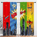 Superhero Rod Pocket Blackout Curtains for Boy Girl Bedroom, City War Explosion Comics Art Thermal Insulated Home Window Drapes for Living Room Darkening, 84x72 inch by TinyTreasures Baby Boutique