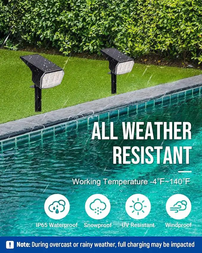 Solar Spot Lights Outdoor, 9 Lighting Modes RGB, Solar Lights Outdoor Waterproof IP65, 63 LED Landscape Spotlights for Holiday Decorations-10 Pack, photo 11 of 13