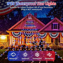 4th of July Decorations Lights, Red White Blue String Lights 320 LED 11.5 Ft Flag Stars Patriotic Light with Big Star Topper Waterproof 8 Light Modes for Indoor Outdoor Memorial Day Independence Day by GreenHaven Gardens