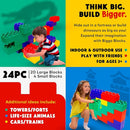 Big Blocks for Kids Ages 4-8, Indoor & Outdoor Blocks for Kids Jumbo Games, Large Building Blocks (24 PC) Beginner Set by TinyTreasures Baby Boutique