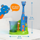 Brusheez Kids’ Electric Toothbrush Set - Safe & Effective for Ages 3+ - Parent Tested & Approved with Gentle Bristles, 2 Brush Heads, Rinse Cup, 2-Minute Timer, & Storage Base (Buddy The Bear) by TinyTreasures Baby Boutique