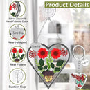 KY&BOSAM Heart Suncatcher Gift for Mom I Love You Heart Wind Chime for Windows Pressed Flower Between Heart in Glass and Metal Engraved Charm Birthday Gift for Women Mother's Day Valentine's Christmas by GreenHaven Gardens