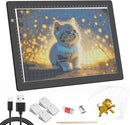HIUKCOLED A4 Light Tracing Box with 4 Pcs Clips, Stepless Adjustable Brightness Ultra-Thin Light Pad, USB Powered LED Light Board for Drawing,Diamond Painting,Sketching,Animation,X-Ray,Sand Painting by TinyTreasures Baby Boutique