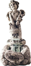 Outdoor Water Fountain With LED Lights, Lighted Cherub Angel Fountain With Antique Stone Design for Decor on Patio, Lawn and Garden By Pure Garden 10.25x15 by GreenHaven Gardens