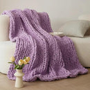 WESHIONGOO Chunky Knit Blanket Throw 50"×60" Knitted Throw Blankets for Couch Bed Fluffy Soft Blanket with Jumbo Chenille Yarn Thick 100% Handmade(Lilac) by CozyNest Decor