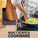 Zulay Kitchen 6-Piece Wooden Cooking Spoons Set – Heat-Resistant, Smooth Teak Utensils with Comfort Grip – Lightweight & Durable – Easy to Clean, Perfect for Non-Stick Cookware