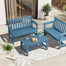 SERWALL Rectangle Outdoor Coffee Table, HDPE Patio Coffee Table, Navy by CozyNest Decor