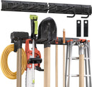 Garden Tool Organizer Wall Mount, 32 inches Tool Storage Rack with Adjustable Hooks, 600lbs Adjustable Heavy Duty Metal Hooks, Yard Shed Rack Holder System Hanging Rake Broom Mop Snowboard, Men Gift by GreenHaven Gardens