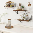 Heimlove Deep Floating Shelves for Wall, 12 Inch Deep Floating Shelves Set of 3, 16W x 12D Wood Wall Shelves, Wide Shelves with Metal Bracket for Living Room, Kitchen, Office, Bedroom - Rustic Brown by CozyNest Decor