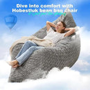 Hobestluk 3 in 1 Bean Bag Chair Giant Bean Bag Chairs for Adults with Chevron Plush Fur Cover Convertible Bean Bag Floor Cushion with Machine Washable Cover for Living Room (Chevron Plush Grey) by CozyNest Decor