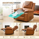 Recliner Chair with Electric Massage Adjustable Footrest & Heat, Manual Leather Recline for Adults Living Room Remote Control (Chestnut Brown) by CozyNest Decor