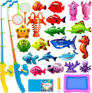 CozyBomB™ Magnetic Fishing Toys Game Set for Kids | Water Table Bathtub Kiddie Pool Party & Pole Rod Net, Plastic Floating Fish Toddler Color Ocean Sea Animals Birthday Age 3 4 5 6 Year by TinyTreasures Baby Boutique