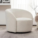 KINWELL 34" W Mid Century Modern Swivel Barrel Chair, Round Upholstered Boucle Swivel Accent Chairs, No Assembly Sofa Chair for Living Room Bedroom Reading Apartment Lounge Nursery(Cream) by CozyNest Decor