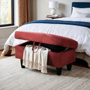 Ottoman Rectangular Storage Ottoman Bench, Flannel Footrest Stool Footstool with Lid for Living Room, Bedroom, Entryway, Red, 28.5"x19"x17.5" by CozyNest Decor
