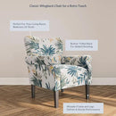 BELLEZE Modern Accent Chair for Living Room, High Back Floral Armchair w/Wooden Legs, Upholstered Wingback Side Chair Padded Armrest Single Sofa for Living Room, Bedroom - Allston (Green Blue Floral) by CozyNest Decor