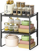 2 Pack Kitchen Countertop Organizer, Stackable Cabinet Shelf Organizer, 2 Tier Adjustable Kitchen Counter Shelves Riser For Pantry Cupboard Bathroom Organization And Storage, Desk Shelf,Spice Rack by CozyNest Decor
