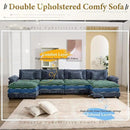 URRED Modular Sectional Sofa Comfy Cloud Couch, Modern Chenille Sofa Sleeper Deep Seat Couches with Ottoman/Pillows for Living Room (Blue, 154'' - U Shape) by CozyNest Decor