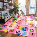 Kids Rugs for Playroom Bedroom Classroom Nursery, Non-Slip and Washable Rugs for Children Toddlers Girls, Educational and Fun Rug Carpets with ABC Alphabet Animals Shapes, 7x10, Pink by CozyNest Decor