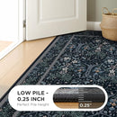 Joydeco Floral Living Room Rugs, Washable Large Bedroom Rug 8x10 Under Bed Non Slip, Soft Forest Botanical Low-Pile Floor Indoor Throw Carpet for Dining Table Home Office, Blue-Black by TinyTreasures Baby Boutique