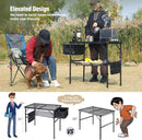 REDCAMP Folding Portable Grill Table with Sink for Outside, Lightweight Aluminum Metal Grill Stand Picnic Table for Camping Cooking BBQ RV Picnic, 2 Heights Adjustable,Black 36"x20" by GreenHaven Gardens