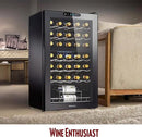 Wine Enthusiast 32-Bottle Dual Zone MAX Compressor Wine Cooler – Freestanding Mini Fridge with Digital Touchscreen, LED Display, Split Storage for Red & White Wines, Matte Black Refrigerator Home Bar by CozyNest Decor