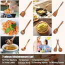 Wooden Utensil Set,WOTTISH 7Pcs Nonstick Wood Spatula,Wooden Kitchen Utensils Set Non Toxic,Wooden Spoons for Cooking（A07） by CozyNest Decor