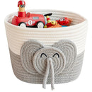 Adorable Small Elephant Cotton Rope Basket - Gift Empty Baskets - Toy Storage Basket, Woven Basket for Baby Essentials, Decorative Woven Basket for Nurseries and Playrooms (11"x7") by TinyTreasures Baby Boutique