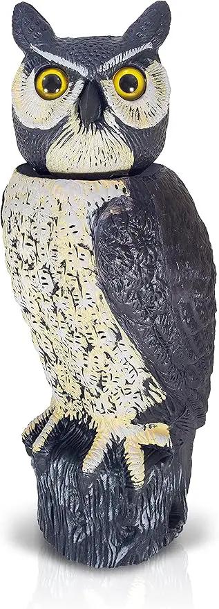 Dalen SOL-R Action Solar Fake Owl Decoy to Scare Birds Away from Gardens, Rooftops, and Patios - Safe and Humane, 18" 360º Rotating Head, photo 9 of 9