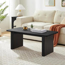 Rectangular Fluted Coffee Table, Farmhouse Wood Coffee Table Mid Century Modern Center Table Boho Living Room Tables for Living Room Office (Black, 19.69" D x 43.3" W x 17.72" H) by CozyNest Decor