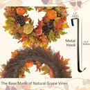 Fall Wreaths for Front Door 26'' Autumn Velvet Pumpkin Wreath with Metal Hook Large Harvest Maple Wreath Fall Decoration for Home Halloween Thanksgiving Decoration, Briful by CozyNest Decor