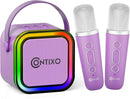 Contixo KS1A Kids Mini Karaoke Machine with LED Lights, 7–10H Playback, Dual Wireless Mics, Magic Voice Effects, Bluetooth Speaker for Children, Portable Singing Toy Gift for Boys & Girls, Purple by TinyTreasures Baby Boutique