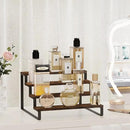 YINMIT Wooden Display Riser Stand, Tiered Perfume and Cologne Organizer Stand, 4 Tier Spice Rack Organizer, Rustic Display Shelf for Candles (4 Tier) by CozyNest Decor