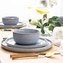GBHOME Ceramic Dinnerware Sets for 6, 18 Pieces Stoneware Plates and Bowls Sets, Scratch Resistant Dish Sets for Dinner, Dishwasher & Microwave Safe, Brunnera Blue by CozyNest Decor