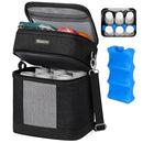 Mancro Breast Milk Cooler Travel Bag with Ice Pack, Double Layer Baby Bottles Bag for Daycare Fits 6 Baby Bottle up to 9 Ounces, Breast Pump Bag for Nursing Moms with Shoulder Strap, Black by TinyTreasures Baby Boutique