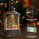 Christmas Tree Snow Globe Lantern Christmas Decorations Gifts Auto Snowfall Glitter Music Collection Snowman Train Candy Cane with 6H Timer USB/Battery Powered 10.2 inch by CozyNest Decor