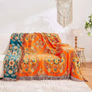 Boho Throw Blanket, 100% Cotton Ultra Soft Luxury Throw Rustic Quilt, 60"x80" Floral Printed Farmhouse Decor Bed Summer Blankets, All Season Rustic Reversible Bohemian Throw for Bed - Orange by CozyNest Decor