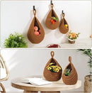 Hanging Fruit Baskets for Kitchen - 3 Pack Boho Wall Hanging Basket with 6 Pcs Strong Hooks, Handwoven Hanging Holder Teardrop Home Produce Basket for Fruits Vegetable Potato Onion Storage (Linen) by CozyNest Decor