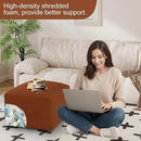 MeMoreCool Square Stuffed Pouf Ottoman Foot Rest, Floor Pouf Foot Stool with Foam Chunk Filling, Soft Stuffed Ottoman Footrest for Living Room, Coffee by CozyNest Decor