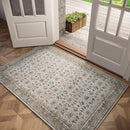 Washable 3x5 Entryway Rug Indoor, Boho Non-Slip Silicone Backing Small Rugs for Kitchen Nursery Office Bedroom, 0.3" Neutral Oriental Throw Carpet with 0.16" Cushioning Pad, Cream/Multi by TinyTreasures Baby Boutique