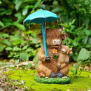 Solar Garden Statues Resin Loving Highland Cow Umbrella Lights Outdoor Decor Gifts for Yard, Patio Decorations by GreenHaven Gardens