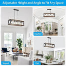 XINGQI Rectangle Chandeliers 31.5" Farmhouse Kitchen Island Lighting Fixture Over Table Modern Vintage Linear Hanging 4-Light for Dining Room Living Room Black Wood Grain Finish with Glass Lampshade by CozyNest Decor