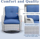 5 Piece Outdoor Patio Furniture Set - Patio Wicker Furniture Conversation Set, Outdoor Swivel Rocker Chairs with Loveseat Sofa and 2 Ottomans for Small Space, Blue Cushion by GreenHaven Gardens