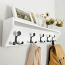 SKOLOO Wall Shelf with Hooks, 35-Inch White Coat Rack Wall Mount with Shelf Organizer - Lightweight & Sturdy, 5 Tri Hooks - Perfect for Entryway, Hallway, Living Room, Bedroom, Mudroom by CozyNest Decor