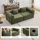 78" W Loveseat Sofa, 4 in 1 Convertible Floor Sofa Bed, Boneless Cloud Couch with Cup Holder, Fold Out Floor Couch, Loveseat Recliner Sleeper for Living Room Bedroom Lounge(Corduroy, White) by CozyNest Decor