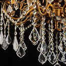 Vintage 10 Arms Crystal Chandelier Candle Light Fixture for Dining Room Living Room Bedroom Hallway Entryway Antique Gold Finish (34"-15 Lights)
